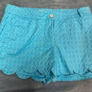 Blue Scalloped Women's Shorts